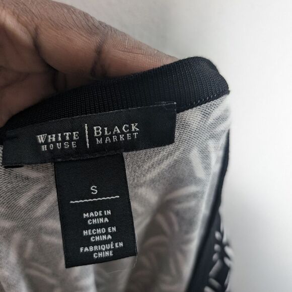 WHBM snap button sweater black white pattern sz S office preppy - Picture 3 of 8